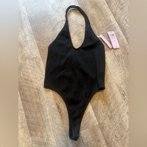Wild Fable black stretchy ribbed bodysuit SMALL NWT, halter strap top